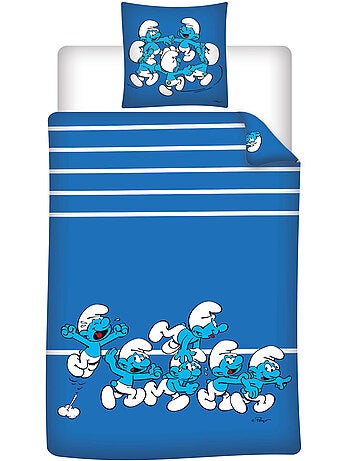 Ropa de Cama Infantil Los Pitufos 140x200 cm + Funda 65x65 cm Algodón-Poliéster