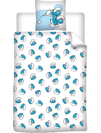 Ropa de Cama Infantil Los Pitufos 140x200 cm + Funda 65x65 cm Algodón-Poliéster