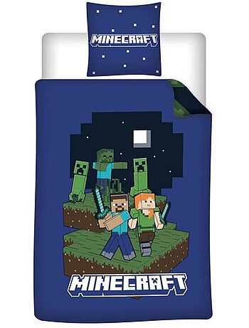 Ropa de Cama Infantil Minecraft 140x200 cm + Funda 65x65 cm Algodón-Poliéster