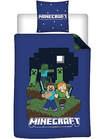 Ropa de Cama Infantil Minecraft 140x200 cm + Funda 65x65 cm Algodón-Poliéster