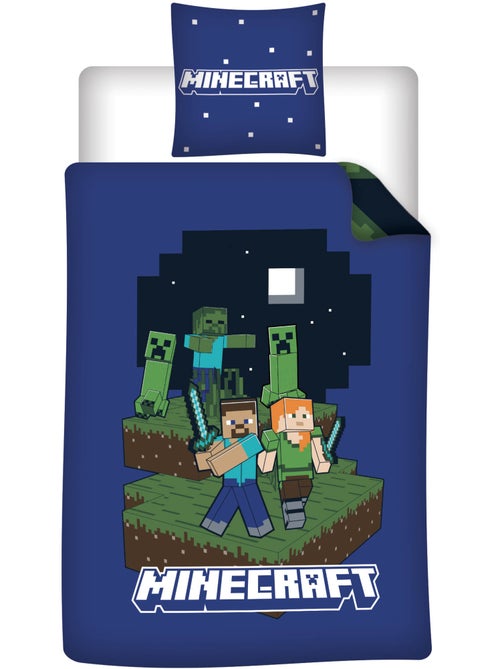 Ropa de Cama Infantil Minecraft 140x200 cm + Funda 65x65 cm Algodón-Poliéster - Kiabi