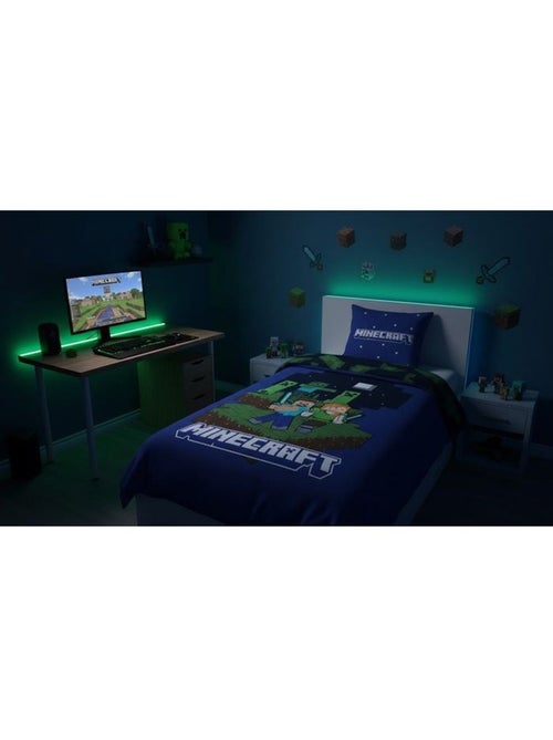 Ropa de cama infantil minecraft 140x200 cm + funda 65x65 cm algodón-poliéster - Kiabi