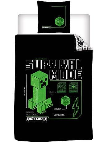 Ropa de Cama Infantil Minecraft Survival Mode 140x200 cm + Funda 63x63 cm 100% Poliéster Reversible