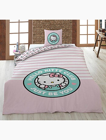 Ropa de Cama Niña Hello Kitty Club 140x200 cm + Funda 65x65 cm Algodón-Poliéster Reversible | Just B