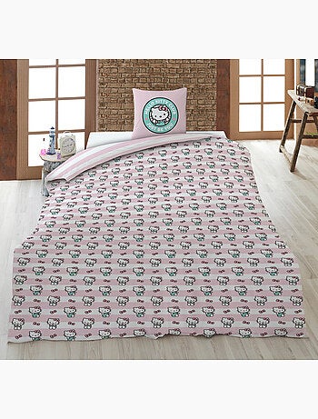 Ropa de Cama Niña Hello Kitty Club 140x200 cm + Funda 65x65 cm Algodón-Poliéster Reversible | Just B