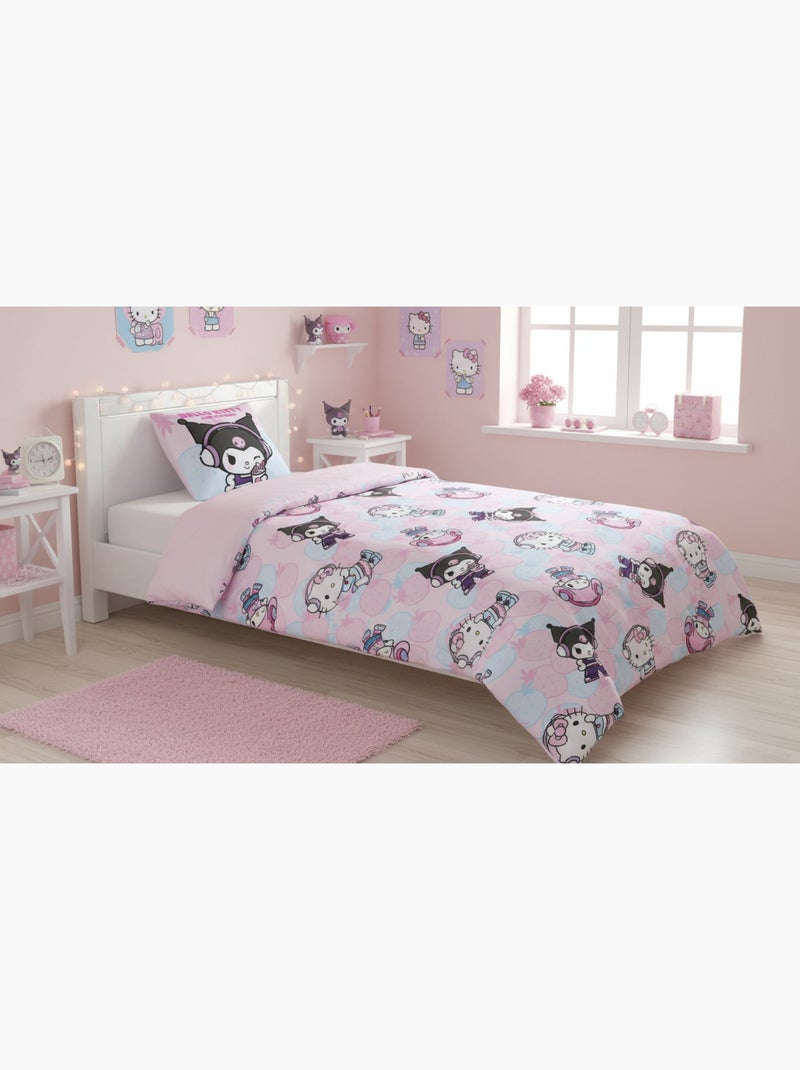 Ropa de Cama Niña Hello Kitty & Friends 140x200 cm + Funda 65x65 cm Algodón-Poliéster Reversible | K Negro Rosa - Kiabi