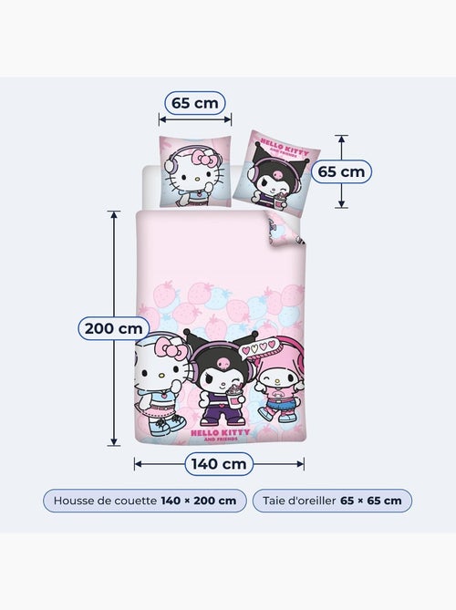 Ropa de cama niña hello kitty & friends 140x200 cm + funda 65x65 cm algodón-poliéster reversible - Kiabi Ropa de cama niña hello kitty & friends 140x200 cm + funda 65x65 cm algodón-poliéster reversible - Kiabi
