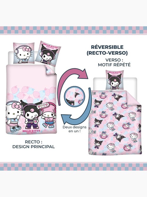 Ropa de cama niña hello kitty & friends 140x200 cm + funda 65x65 cm algodón-poliéster reversible - Kiabi Ropa de cama niña hello kitty & friends 140x200 cm + funda 65x65 cm algodón-poliéster reversible - Kiabi
