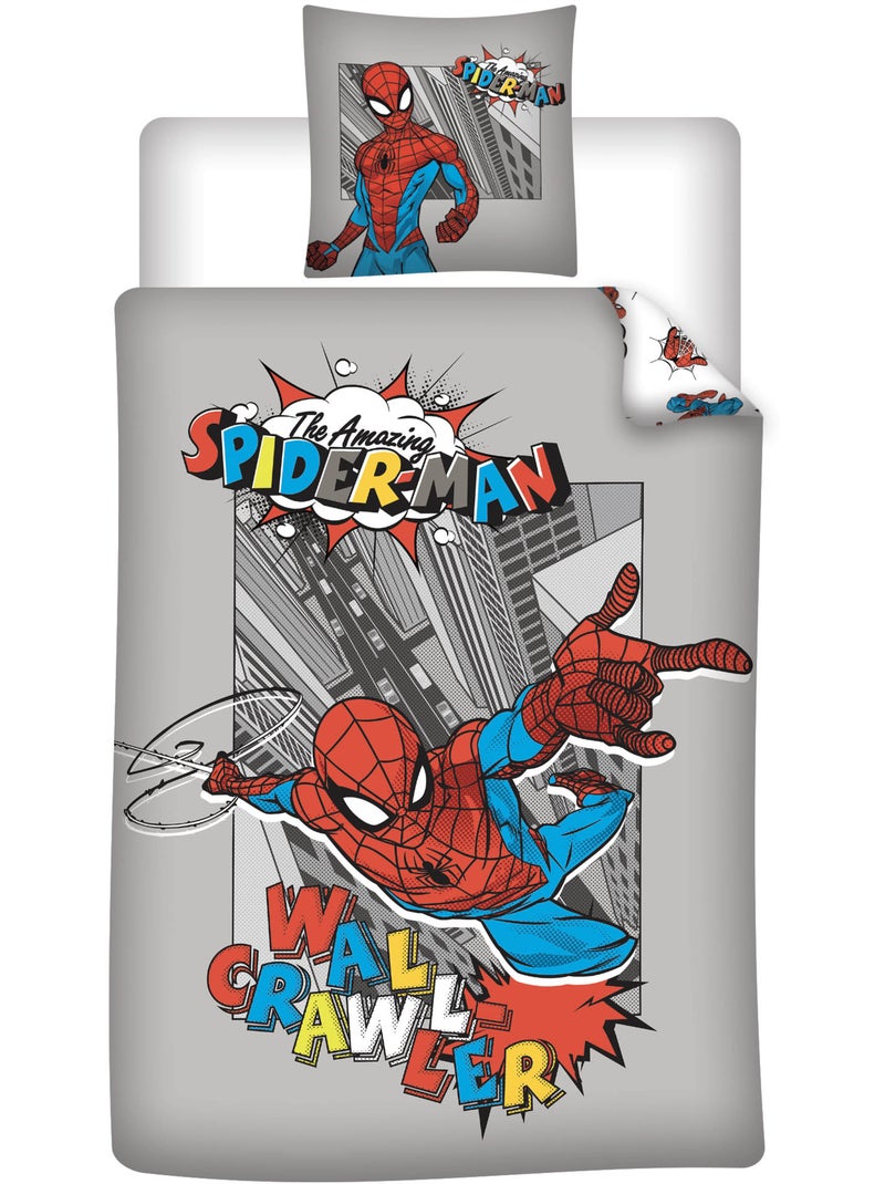 Ropa de Cama Niño Spider-Man Marvel 140x200 cm + Funda 65x65 cm 100% Algodón Beige gris - Kiabi