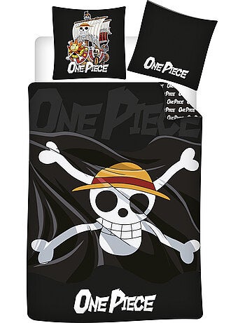 Ropa de Cama One Piece 140x200 cm + Funda 63x63 cm 100% Poliéster Reversible | Jolly Roger Luffy
