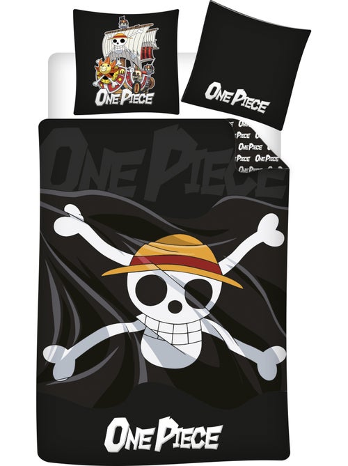 Ropa de Cama One Piece 140x200 cm + Funda 63x63 cm 100% Poliéster Reversible | Jolly Roger Luffy - Kiabi