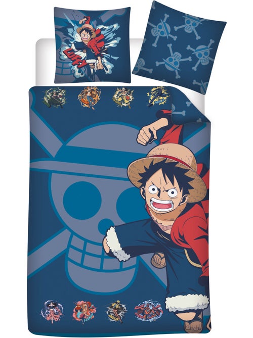 Ropa de Cama One Piece 140x200 cm + Funda 63x63 cm 100% Poliéster Reversible | Luffy & Tripulación - Kiabi