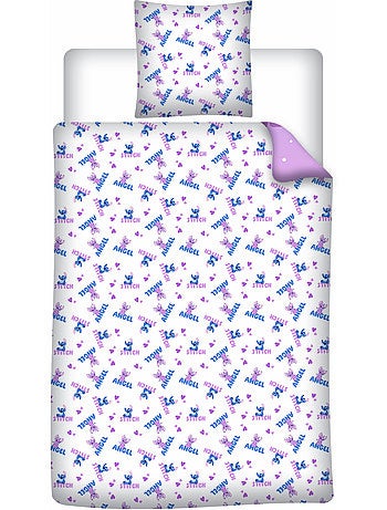 Ropa de Cama Stitch & Angel Disney 140x200 cm + Funda 65x65 cm Algodón-Poliéster