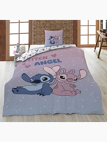 Ropa de Cama Stitch & Angel Disney 140x200 cm + Funda 65x65 cm Algodón-Poliéster