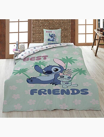 Ropa de Cama Stitch Disney 140x200 cm + Funda 65x65 cm Algodón-Poliéster
