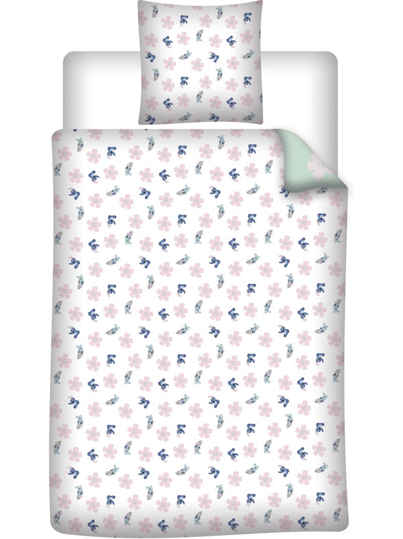 Ropa de Cama Stitch Disney 140x200 cm + Funda 65x65 cm Algodón-Poliéster Beige/Verde - Kiabi