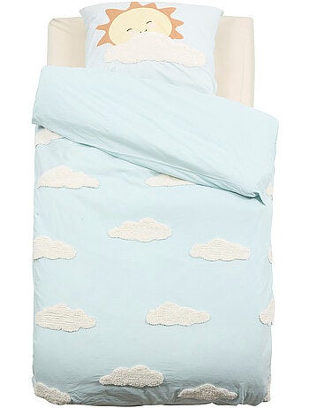 Ropa de cama tufy 140x200 cm azul claro con estampado de nubes