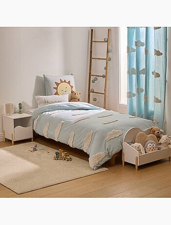 Ropa de cama tufy 140x200 cm azul claro con estampado de nubes