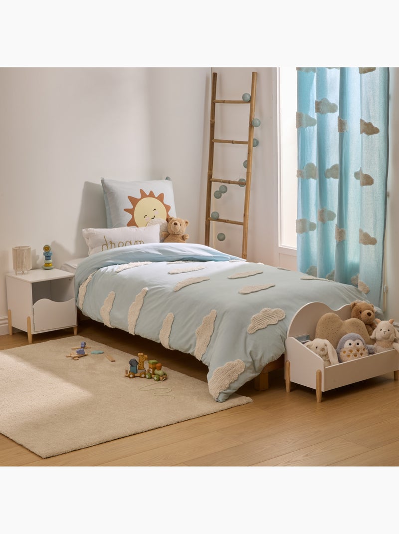 Ropa de cama tufy 140x200 cm azul claro con estampado de nubes Azul claro - Kiabi