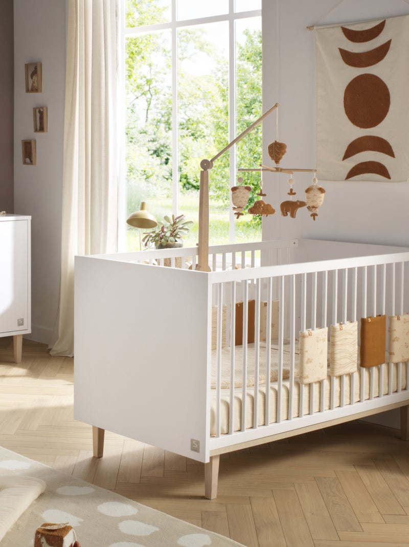 Ropa de cuna 140x70 - Little Big bed sobre patas de - SAUTHON Blanco Marrón - Kiabi