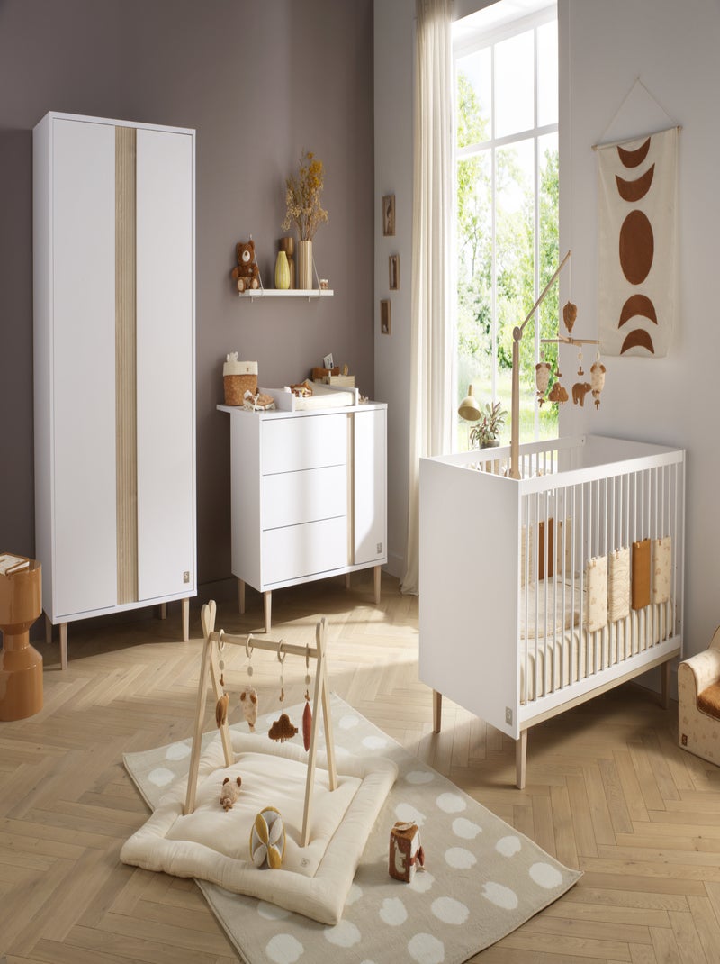 Ropa de cuna 140x70 - Little Big bed sobre patas de - SAUTHON Blanco Marrón - Kiabi