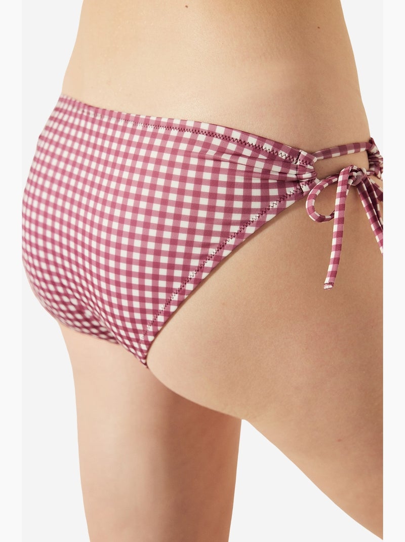 Roselake braguita de bikini con lazo lateral y cuadros penti Rojo burdeos - Kiabi
