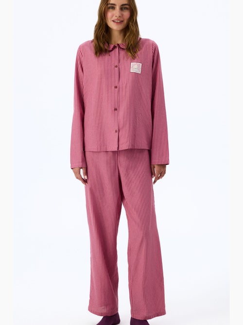 Rosy conjunto de pijama con camisa de manga larga y pantalón penti - Kiabi Rosy conjunto de pijama con camisa de manga larga y pantalón penti - Kiabi