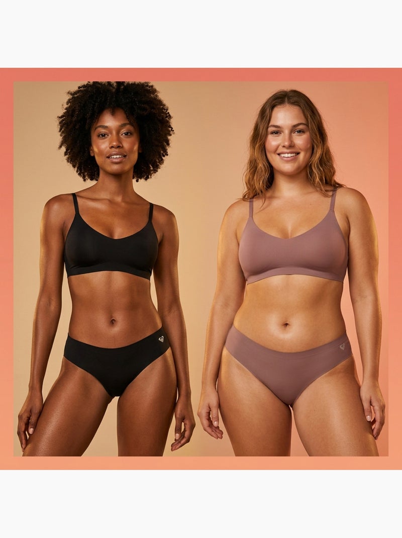 ROXY Bragas Microfibra Invisible Corte Láser pack 4 Malva - Kiabi