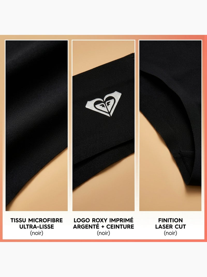ROXY Bragas Microfibra Invisible Corte Láser pack 4 Negro - Kiabi