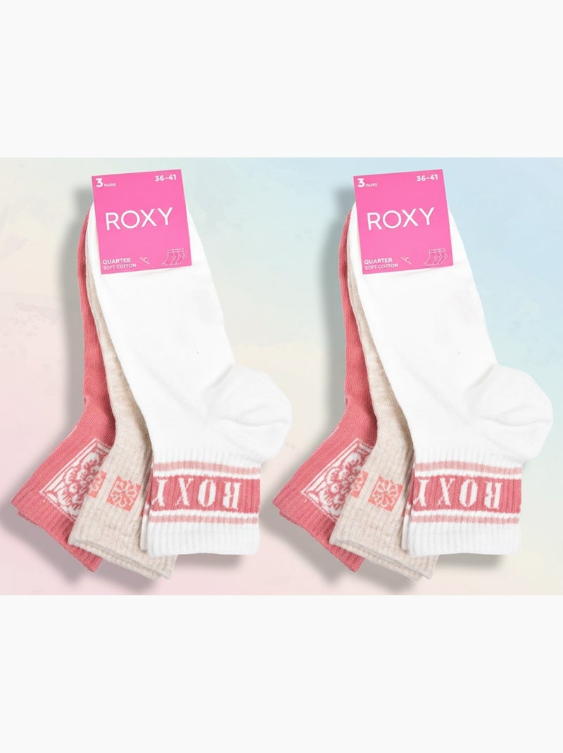 ROXY Lote de calcetines cortos Quarter – Pack de 6 pares Azul Rosa Blanco - Kiabi