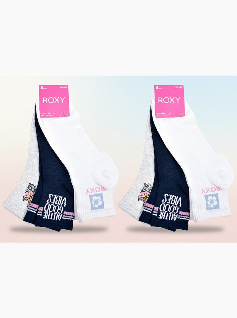 ROXY Lote de calcetines cortos Quarter – Pack de 6 pares Blanco Gris Negro - Kiabi