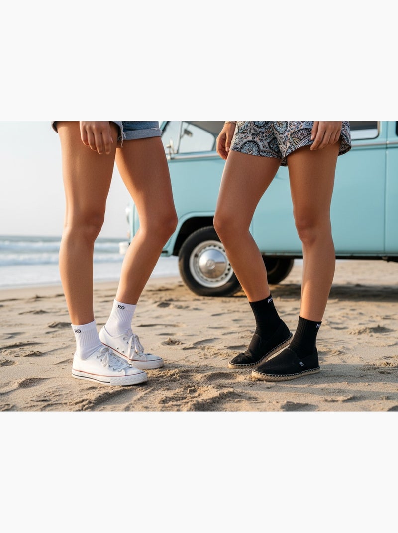 ROXY Lote de calcetines cortos Quarter – Pack de 6 pares Blanco Negro - Kiabi