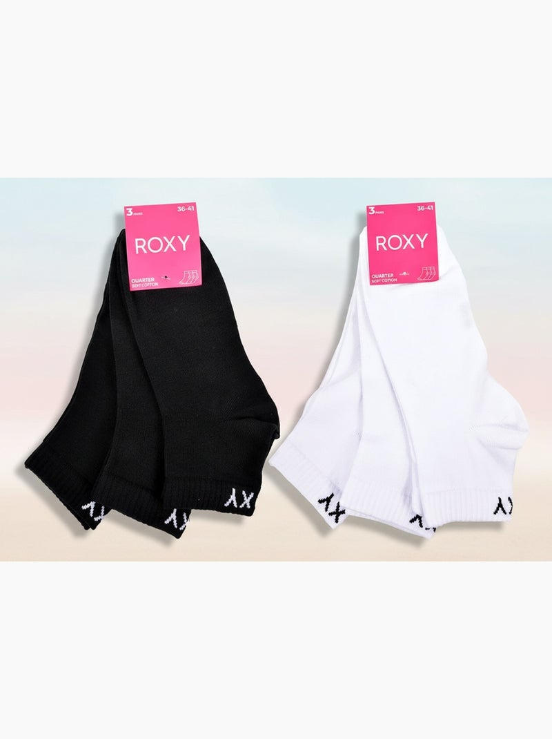ROXY Lote de calcetines cortos Quarter – Pack de 6 pares Blanco Negro - Kiabi