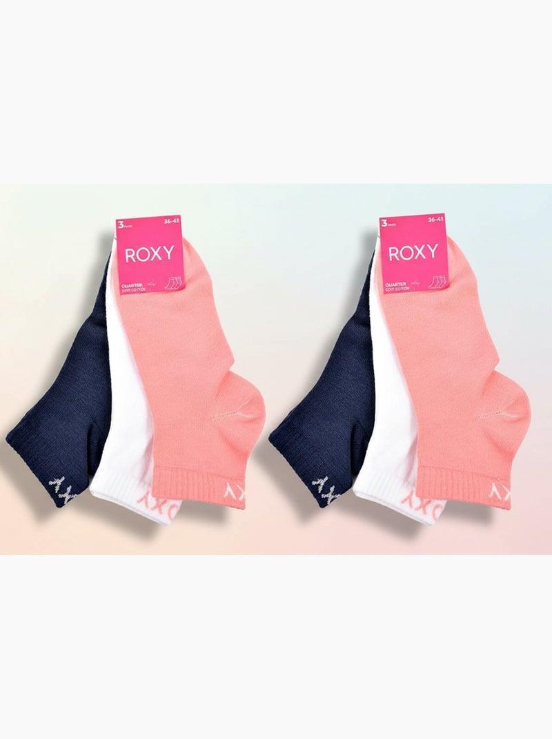 ROXY Lote de calcetines cortos Quarter – Pack de 6 pares Blanco / Rosa / Beige - Kiabi