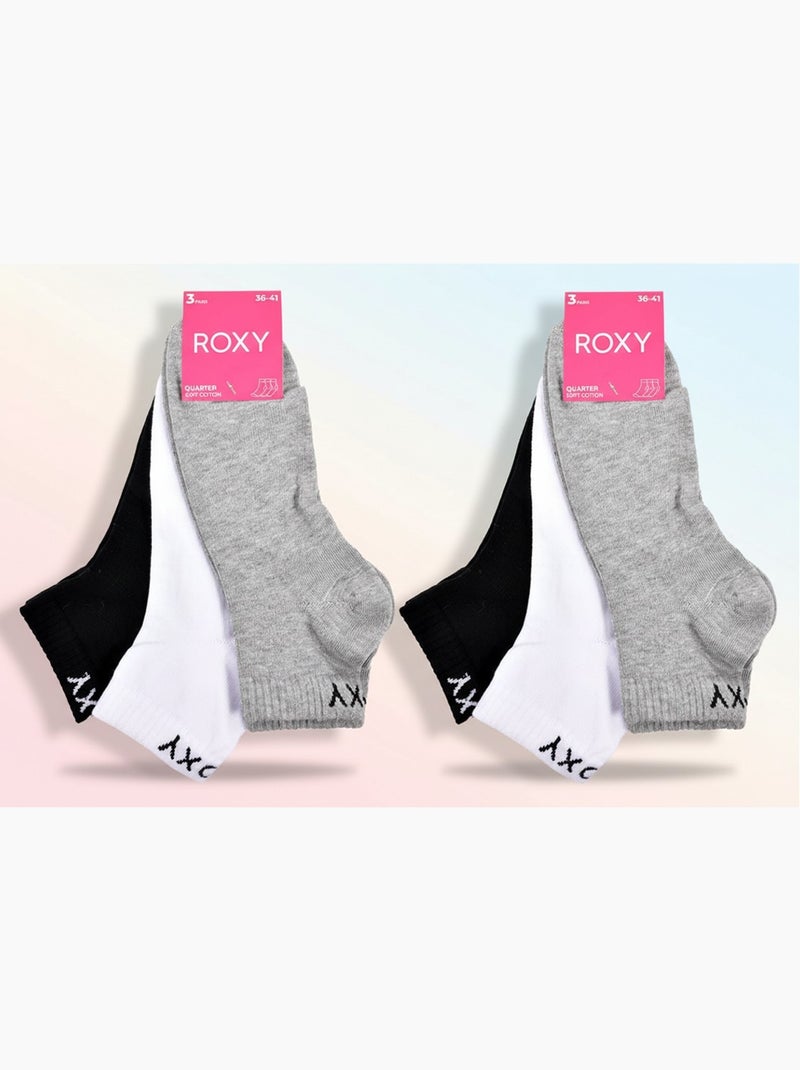ROXY Lote de calcetines cortos Quarter – Pack de 6 pares Gris blanco negro - Kiabi