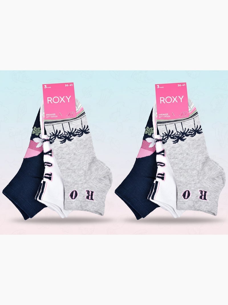 ROXY Lote de calcetines cortos Sneaker – Pack de 6 pares Gris blanco azul - Kiabi