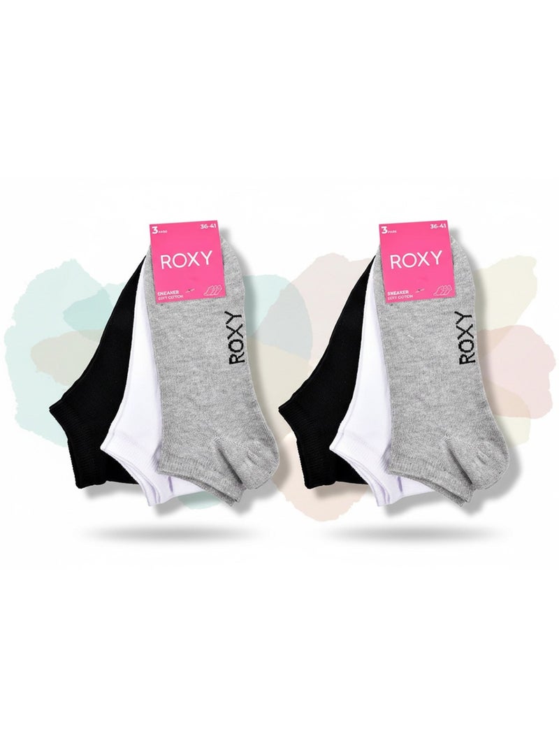 ROXY Lote de calcetines cortos Sneaker – Pack de 6 pares Gris blanco negro - Kiabi