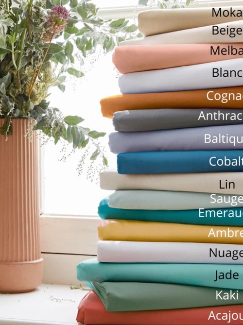 Sábana ajustable lisa de algodón percal - Kiabi Sábana ajustable lisa de algodón percal - Kiabi