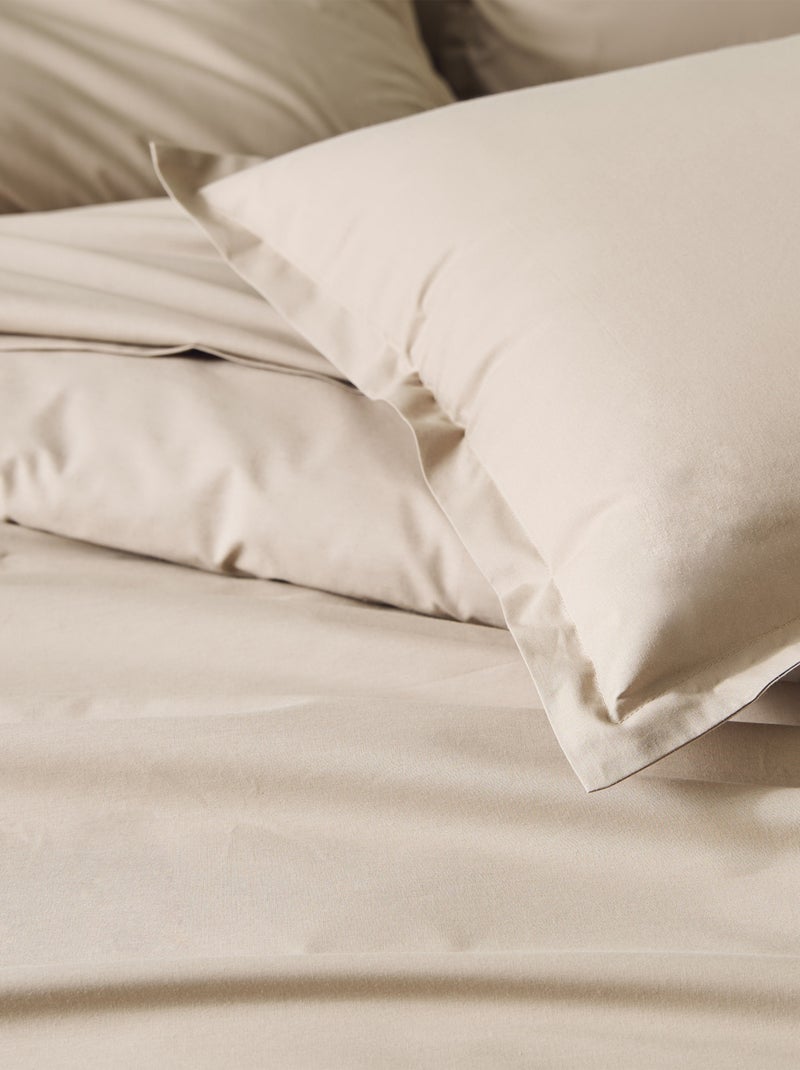 Sábana ajustable lisa de algodón percal Beige - Kiabi