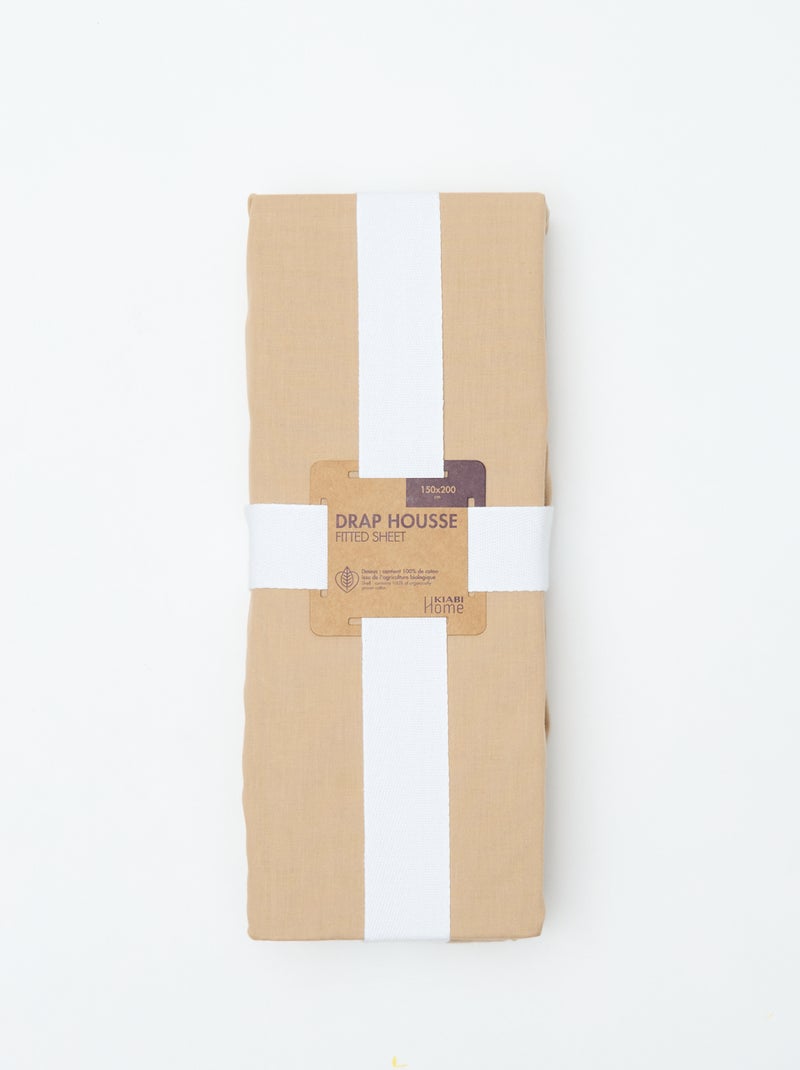 Sábana bajera (150x200cm) de algodón BEIGE - Kiabi