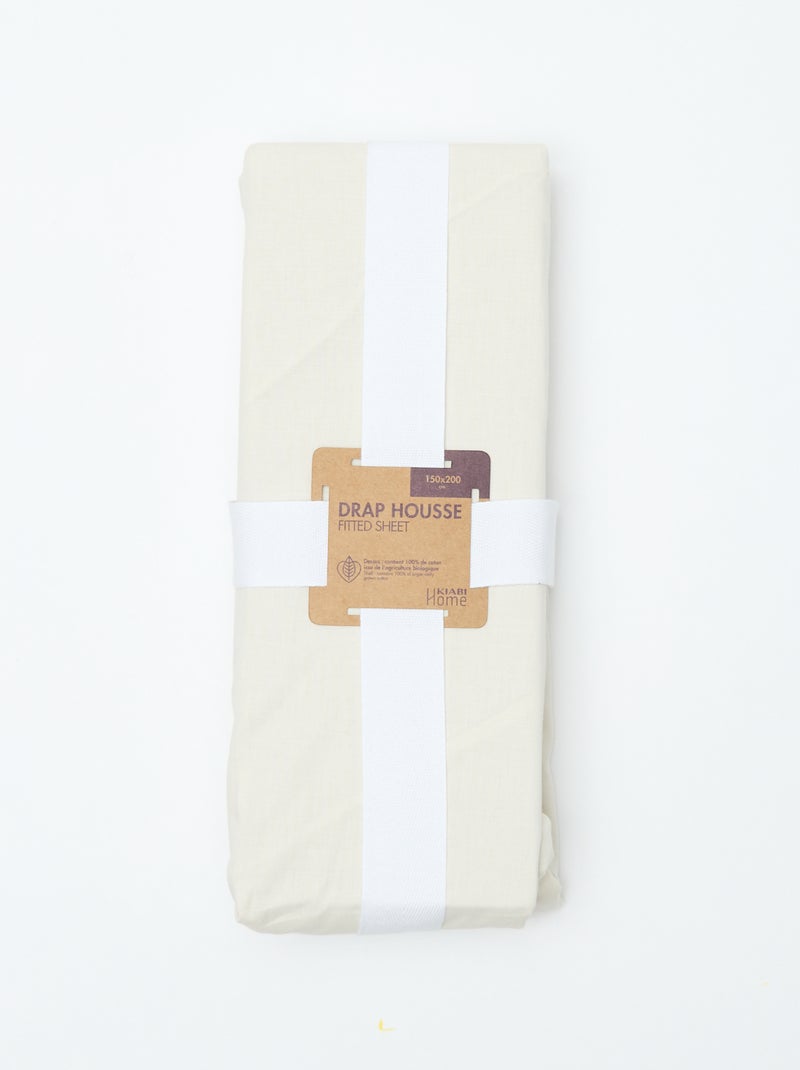 Sábana bajera (150x200cm) de algodón BLANCO - Kiabi