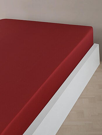 Sábana bajera 160x200 cm satén de algodón burdeos