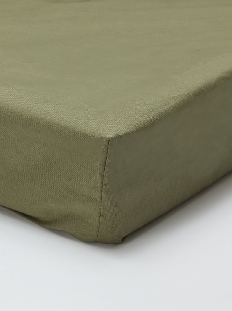 Sábana bajera ajustable 1 persona (90x190) de algodón - Kiabi Home VERDE - Kiabi