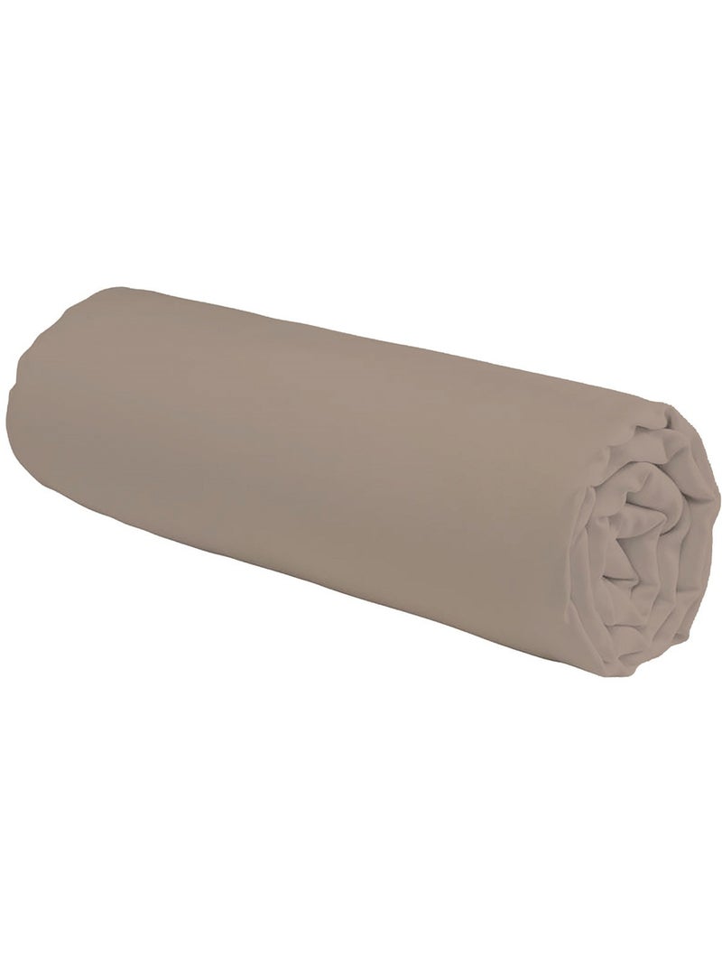 Sábana bajera ajustable de algodón liso de 57 hilos Taupe - Kiabi
