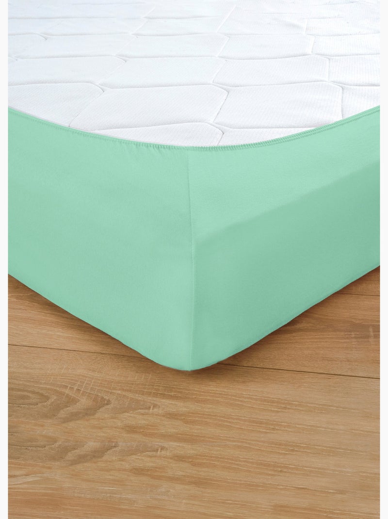 Sábana bajera ajustable de punto de algodón liso - juego de 2 - Afibel Blanco Verde - Kiabi