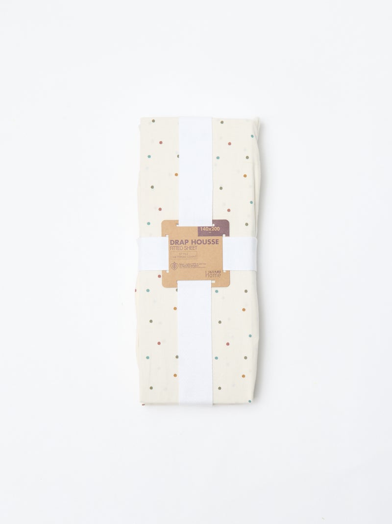 Sábana bajera ajustable individual (140x200) de algodón - Kiabi Home Beige - Kiabi