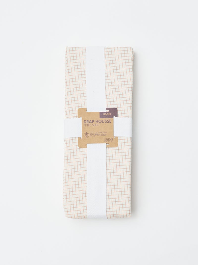 Sábana bajera ajustable individual (140x200) de algodón - Kiabi Home BLANCO - Kiabi