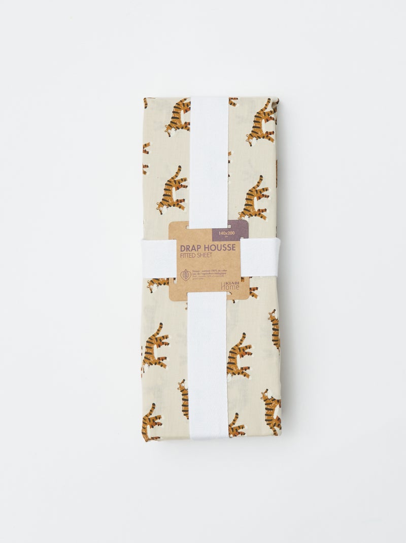 Sábana bajera ajustable individual (140x200) de algodón - Kiabi Home BLANCO - Kiabi