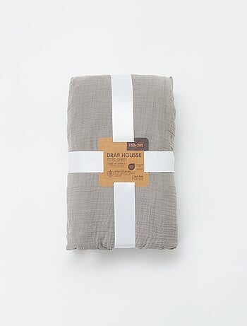 Sábana bajera para 2 personas (150x200cm) de gasa de algodón - Kiabi Home