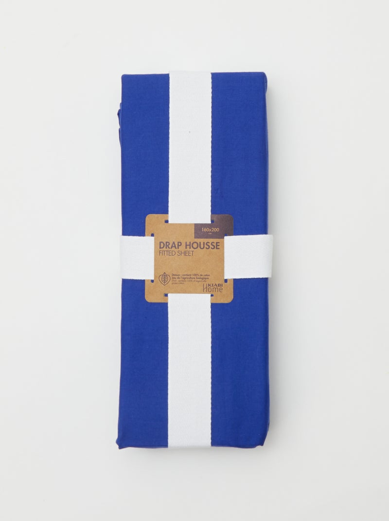 Sábana bajera ajustable para 2 personas (160x200cm) de algodón - Kiabi Home AZUL - Kiabi